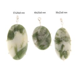 Pandantiv Cuart cu Turmalina Verde Natural cu Argint 925 - 48-57 x 23-29 x 8 mm - 1 Buc