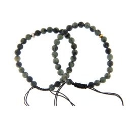 Bratara Jasp Kambaba Mat Margele Rotunde 6x6 mm - Accesorii de Argint 925 - 1 Buc