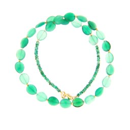 Colier din Onix Verde Picatura Fatetate 10x8 mm - Smarald Disc 2x3 mm - Accesorii Gold Filled