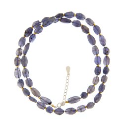 Colier din Iolit Natural Oval Fatetat - 6-10 x 5-6 mm - Accesorii Gold Filled - Argint 925