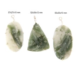 Pandantiv Cuart cu Turmalina Verde Druzy Natural cu Argint 925 - 52-63 x 27-30 x 10-12 mm - 1 Buc