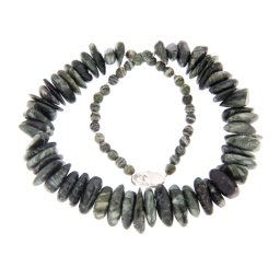 Colier din Serafinit Natural Neregulat - 2-9 x 13-20 mm - Rotund Fatetat 6x6 mm - Accesorii Argint - 1 Buc