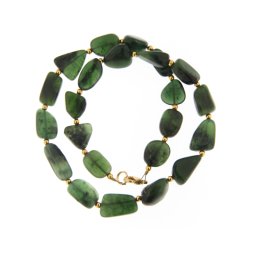 Colier din Jad Nefrit Natural Neregulat 12-19 x 9-15 mm - Accesorii de Gold Filled