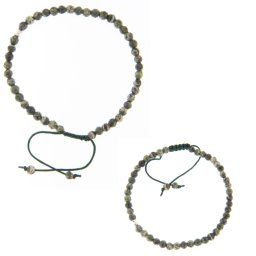 Bratara Jasp Zebra Verde Natural Margele Rotunde Fatetate 4x4 mm - Accesorii de Argint 925 - 1 Buc