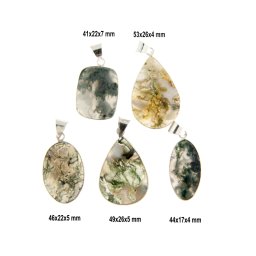 Pandantiv Agata Dendritrica Naturala cu Metal Alpaca - Oval - Picatura - Dreptunghi- 41-53 x 17-26 x 4-7 mm - 1 Buc