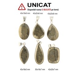 Pandantiv Pirita Druzy Natural cu Metal Alpaca - Picatura - Dreptunghi - 40-50 x 16-20 x 5-9 mm - 1 Buc