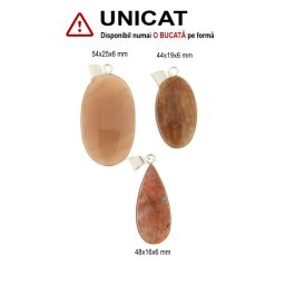 Pandantiv Piatra Soarelui Natural cu Metal Alpaca - Oval - Picatura - 44-54 x 16-25 x 6 mm - 1 Buc