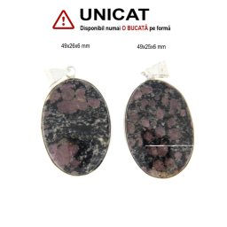 Pandantiv Rubin in Matrice Natural cu Metal Alpaca - Oval - 49-25-26 x 6 mm - 1 Buc