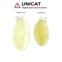 Pandantiv Cuart Lemon Natural cu Metal Alpaca - Oval - 47-54 x 20-23 x 8-11 mm - 1 Buc