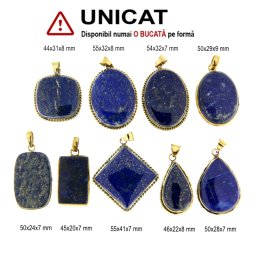 Pandantiv Lapis Lazuli Natural cu Alama Aurita - Dreptunghi - Picatura - Oval - 44-55 x 20-41 x 7-9 mm - 1 Buc