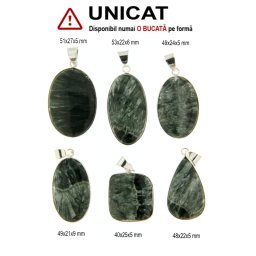 Pandantiv Serafinit Natural cu Metal Alpaca - Oval - Picatura - Patrat - 40-53 x 21-27 x 5-9 mm - 1 Buc