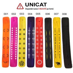 Suport Betisoare Parfumate din Lemn de Mango Colorat - 25x3 cm - 1 Buc
