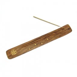 Suport Betisoare Parfumate - Lemn Sheesham cu Pentagrama si 4 Stele - 26x3.5cm