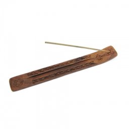Suport betisoare parfumate lemn de susan - Flori sculptate - 26x3.5cm
