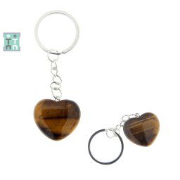 Breloc din Ochi de Tigru Natural Inima 80 x 28 mm - 1 Buc
