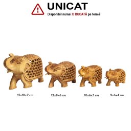 Elefanti-Femele Insarcinate - Figurine din Lemn - 9-15 x 6-10 x 4-7 cm - 1 Buc