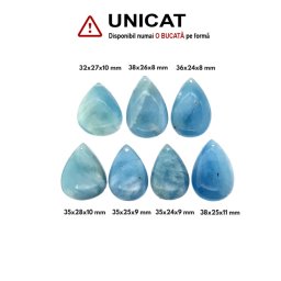 Pandantiv Acvamarin Picatura cu Gaura - 32-38 x 24-28 x 8-11 mm - 1 Buc