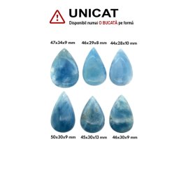 Pandantiv Acvamarin Picatura cu Gaura - 45-50 x 29-34 x 9-13 mm - 1 Buc