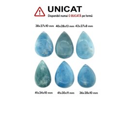Pandantiv Acvamarin Picatura cu Gaura - 36-42 x 24-30 x 8-13 mm - 1 Buc