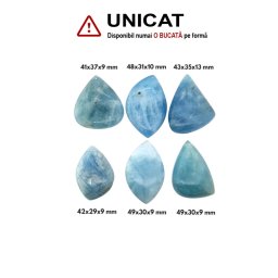 Pandantiv Acvamarin Picatura - Neregulat cu Gaura - 40-48 x 29-37 x 9-13 mm - 1 Buc