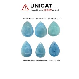 Pandantiv Acvamarin Picatura cu Gaura - 34-38 x 25-31 x 8-12 mm - 1 Buc