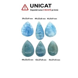 Pandantiv Acvamarin Picatura cu Gaura - 39-49 x 23-33 x 8-12 mm - 1 Buc