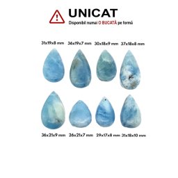 Pandantiv Acvamarin Picatura cu Gaura - 26-37 x 17-21 x 7-10 mm - 1 Buc