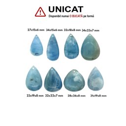 Pandantiv Acvamarin Picatura cu Gaura - 27-34 x 15-26 x 6-8 mm - 1 Buc