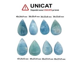 Pandantiv Acvamarin Picatura cu Gaura - 33-42 x 20-28 x 8-10 mm - 1 Buc