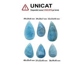 Pandantiv Acvamarin Picatura cu Gaura -36-52 x 19-24 x 7-10 mm - 1 Buc