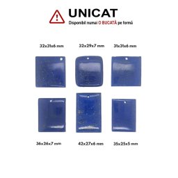 Pandantiv Lapis Lazuli in Forme de Dreptunghi - Patrat cu Gaura - 31-42 x 25-31 x 5-7 mm - ( XL ) - 1 Buc