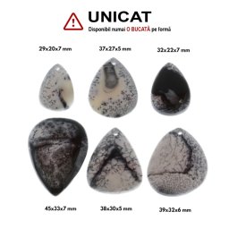 Pandantiv Opal Dendritic Picatura cu Gaura - 29-45 x 20-33 x 5-7 mm - ( XXL ) - 1 Buc