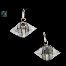 Pandantiv Cuart Alb Herkimer - Granat - Natural - Dublu Varf - 24-27 x 22-26 mm - 1 Buc