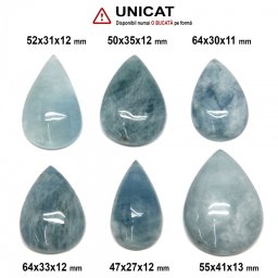 Pandantiv Acvamarin in Forma de Picatura - 47-64 x 27-41 x 11-13 mm