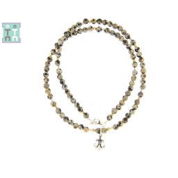 Colier Jasp Dalmatian Natural Rotund 4x4 mm - Accesorii de Argint 925 - Gold Filled