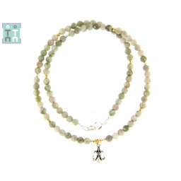 Colier Jad Natural Rotund 4x4 mm - Accesorii de Argint 925 - Gold Filled