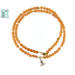 Colier Aventurin Portocaliu Natural Rotund 4-4,9 mm - Accesorii de Argint 925 - Gold Filled