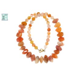 Colier Agata Sardonix Rosu Natural Rotund Neregulat - Accesorii de Gold Filled - 1 Buc