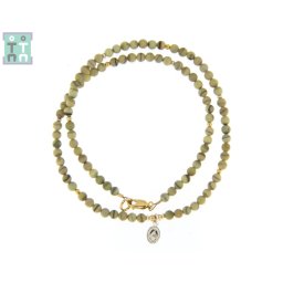 Colier Jasp Sunset Natural Rotund 4x4 mm - Accesorii de Argint 925 - Gold Filled