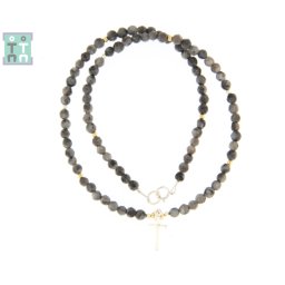 Colier Larvikit Natural Rotund Fatetat 4x4 mm - Accesorii de Argint 925 - Gold Filled