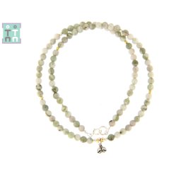 Colier Jad Natural Rotund 4x4 mm - Accesorii de Argint 925 - Gold Filled