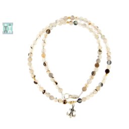 Colier Agata Natural Rotund Fatetat 4x4 mm - Accesorii de Argint 925 - Gold Filled