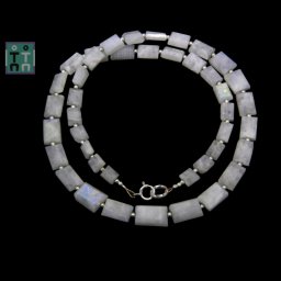 Colier Piatra Lunii Rainbow Natural Dreptunghi 6-10 x 4-7 mm - Accesorii de Argint 925 - 1 Buc
