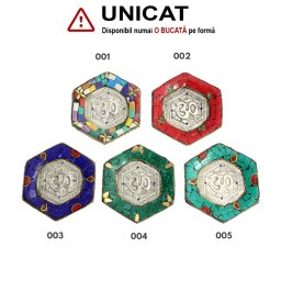 Suport Betisoare Parfumate din Metal - Om - cu Intarsii de Pietre - 9x9 cm - 1 Buc