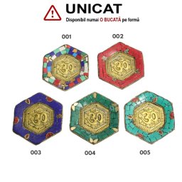 Suport Betisoare Parfumate din Metal - Om - cu Intarsii de Pietre - 9x9 cm - 1 Buc