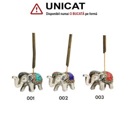 Suport Betisoare Parfumate din Alama Argintata Elefant 46-48 x 26-28 x 20-21 mm - 1 Buc