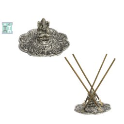 Suport Betisoare Parfumate Alama Argintata - Ganesha - 10x10x5 cm - 1 Buc