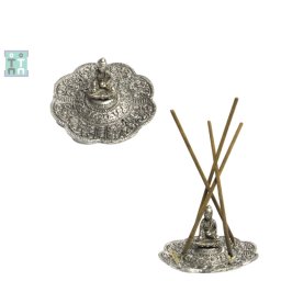 Suport Betisoare Parfumate Alama Argintata - Buddha - 10x10x5 cm - 1 Buc