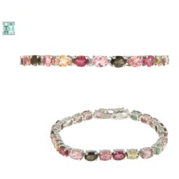 Bratara Turmalina Mixt Diametru 58 mm - Oval Fatetat 7x5 mm - Accesorii Argint 925 - 1 Buc