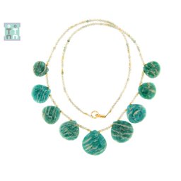 Colier din Amazonit Picatura 11-18 x 12-18 mm - Prehnit 2x2 mm - Accesorii de Gold Filled